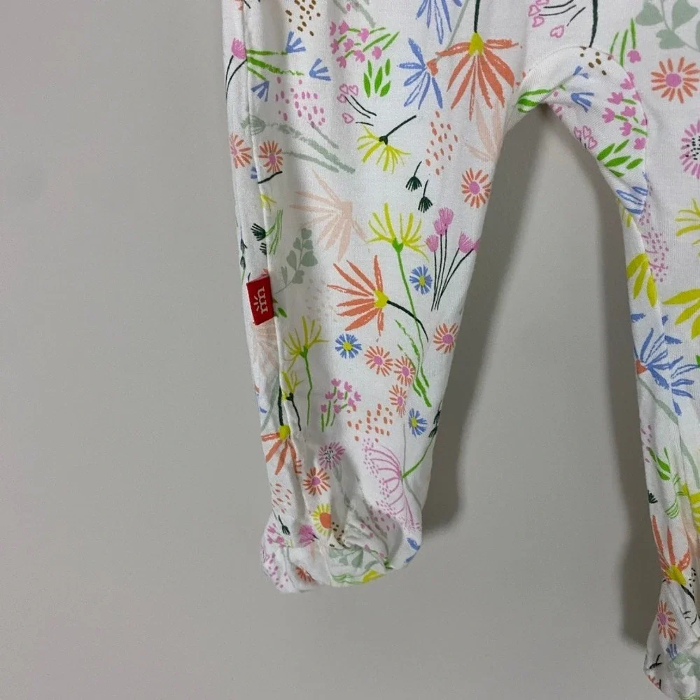 Magnetic Me Wildflower Ruffle Footie Sleeper Kids 3-6M White Floral Magnetic